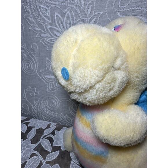 Vintage Yellow Dragon Plush Watson’s Peter Pan Rainbow Stripe Stuffed Toy Blue - Picture 5 of 11